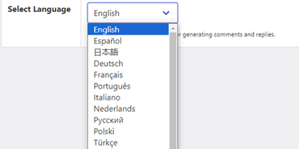 Generate comments in 35 languages